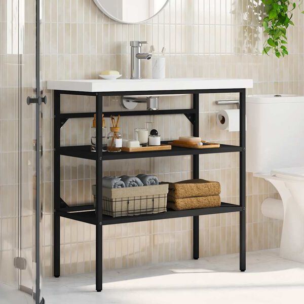 vidaXL R&aacute;m na um&yacute;vadlo čierny 79x38x83 cm železo