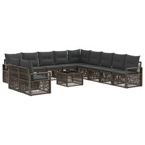 vidaXL S&uacute;prava z&aacute;hradn&yacute;ch pohoviek 12 pcs Siv&aacute; polyratan