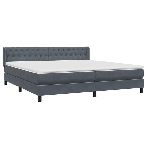 vidaXL Posteľn&yacute; r&aacute;m boxspring s matracom tmavosiv&yacute; 180x210 cm zamat