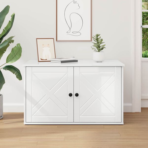 vidaXL Mačka Dom Leskl&aacute; biela 85 x 55 x 50 cm Kompozitn&eacute; drevo