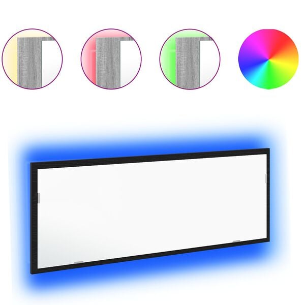 vidaXL Zrkadlo do kúpeľne s LED Čierny dub 100 x 8,5 x 37 cm Sklo