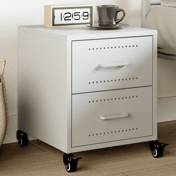 vidaXL Nočný stolík biely 36x39x43,5 cm oceľ