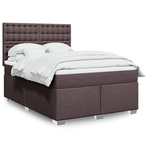 vidaXL Boxspring posteľ s matracom tmavohned&aacute; 160x200 cm l&aacute;tka