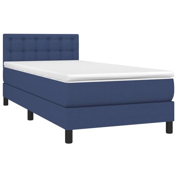 vidaXL Posteľn&yacute; r&aacute;m boxspring s matracom modr&yacute; 90x190 cm l&aacute;tka