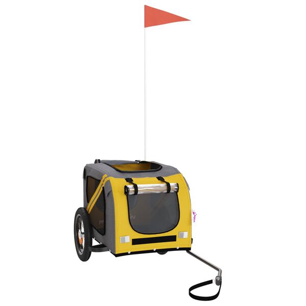 vidaXL Cyklovozík pre zvieratá, žtlo sivý, oxfordská látka, železo