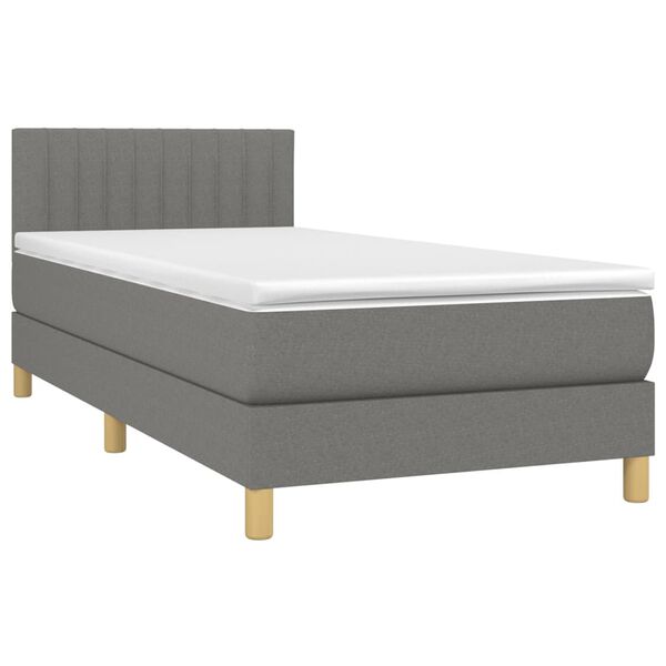 vidaXL Boxspring posteľ s matracom tmavosiv&aacute; 90x190 cm l&aacute;tka