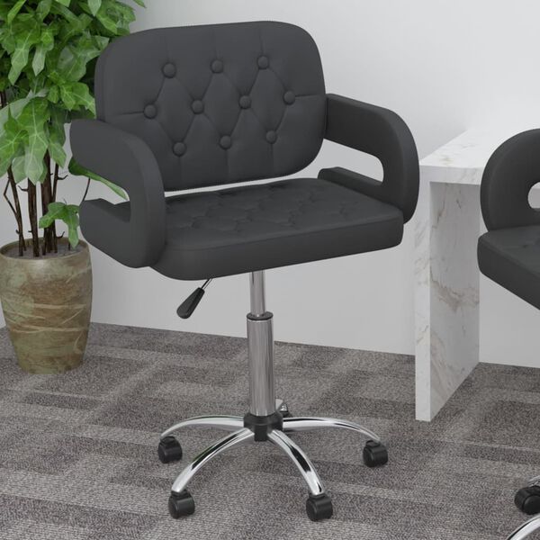 vidaXL Otočn&aacute; jed&aacute;lensk&aacute; stolička, čierna, umel&aacute; koža