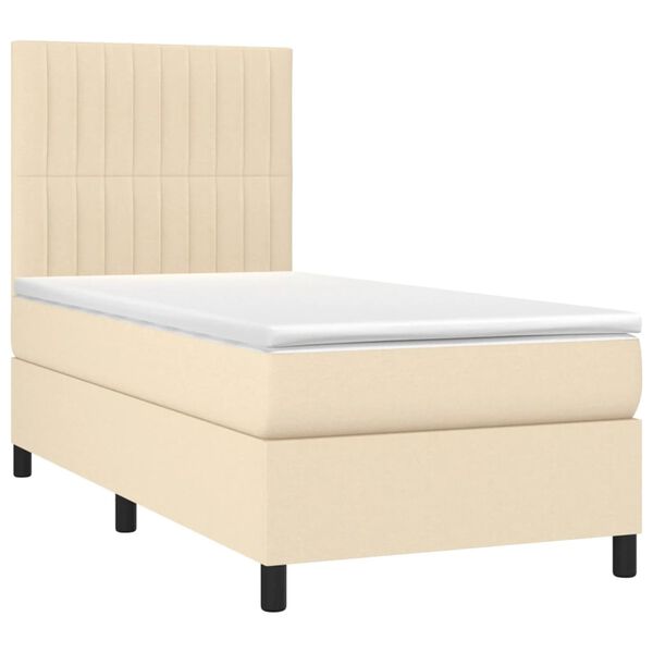 vidaXL Posteľn&yacute; r&aacute;m boxspring s matracom kr&eacute;mov&yacute; 90x190 cm l&aacute;tka