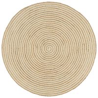 vidaXL Ručne vyrobený jutový koberec, špirálový dizajn, biely 90 cm