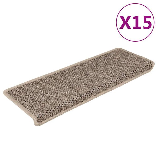 vidaXL Samolepiace nášľapy na schody vzhľad sisalu 15 ks 65x21x4 cm