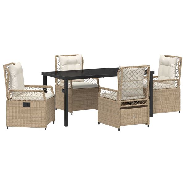 vidaXL Z&aacute;hradn&yacute; jed&aacute;lensk&yacute; set 5 pcs Bežov&aacute; a smotanovo biela