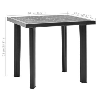 vidaXL Záhradný stôl, antracitový 80x75x72 cm, plast