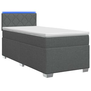 vidaXL Posteľ s boxspringom a matracom a LED Tmavosiv&aacute; 100 x 200 cm