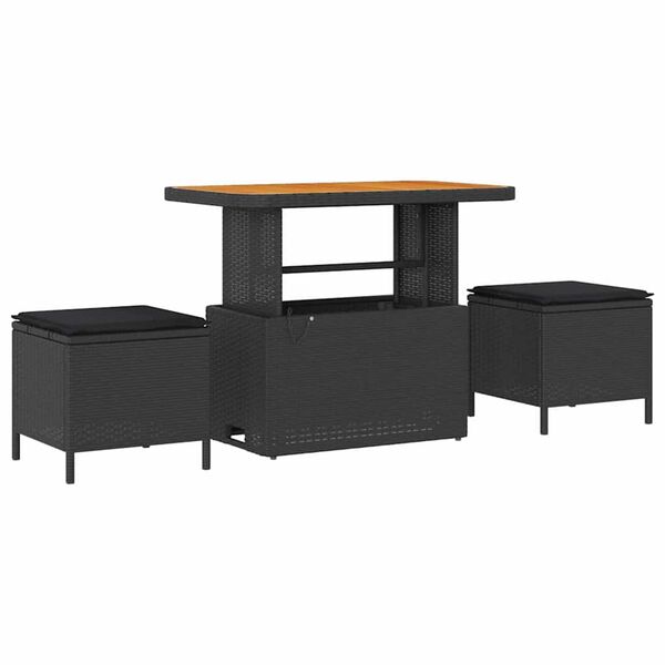 vidaXL S&uacute;prava z&aacute;hradn&yacute;ch pohoviek s vank&uacute;&scaron;om s &uacute;ložiskom 9 pcs Čierna