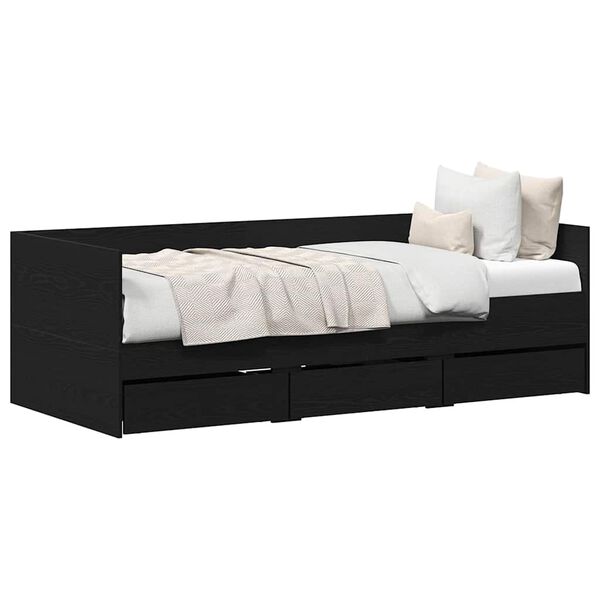vidaXL Rám daybed s zásuvkami Čierny dub 90 x 190 cm Kompozitné drevo