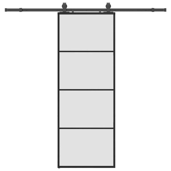 vidaXL Posuvn&eacute; dvere s kovan&iacute;m čierne 76x205 cm ESG sklo