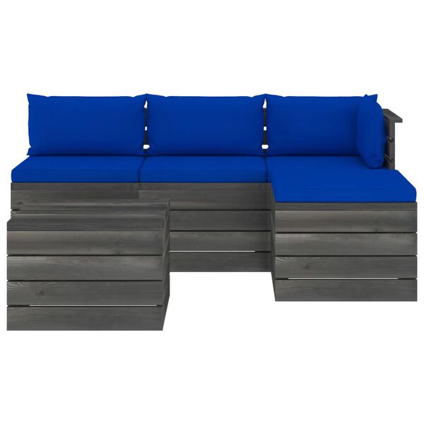 vidaXL 5-dielna z&aacute;hradn&aacute; sedacia s&uacute;prava z paliet s podložkami mas&iacute;vna borovica