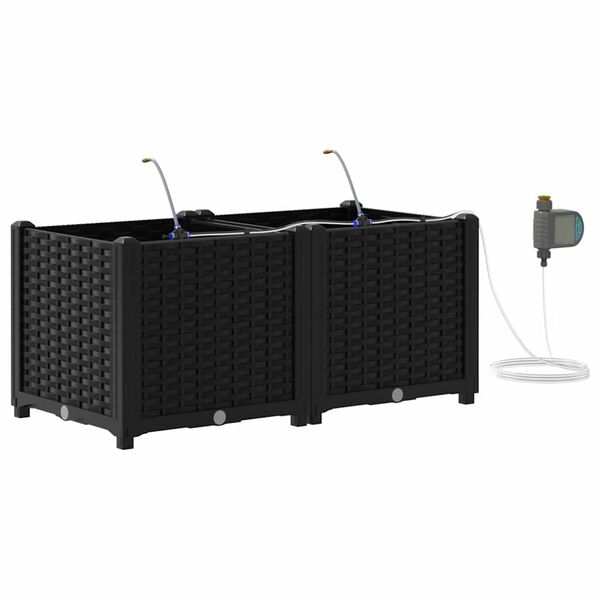 vidaXL Z&aacute;hradn&yacute; kvetin&aacute;č 2 pcs Čierna Oceľ