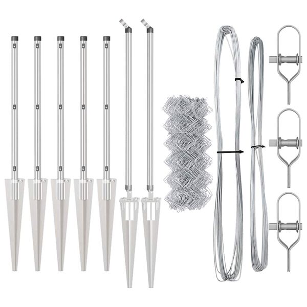 vidaXL Stĺp na plot. Strieborn&aacute; 10 x 0,6 m (40 x 40 mm pletivo) Oceľ