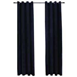 vidaXL Zatemňovacie z&aacute;vesy s očkami 2 ks, zamat, čierne 140x175 cm