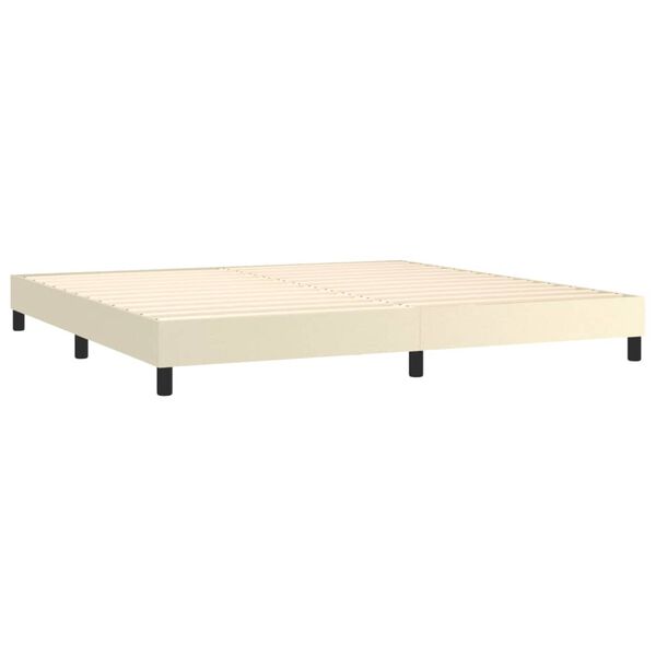 vidaXL Boxspring posteľ s matracom kr&eacute;mov&aacute; 200x200 cm umel&aacute; koža