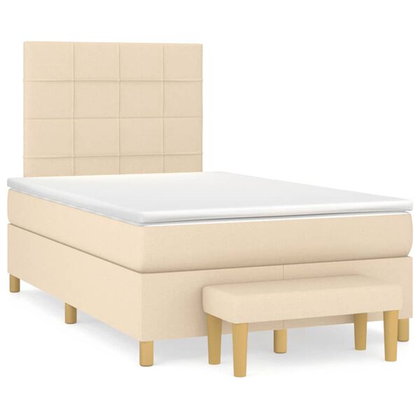 vidaXL Boxspring posteľ s matracom kr&eacute;mov&yacute; 120x200 cm l&aacute;tka