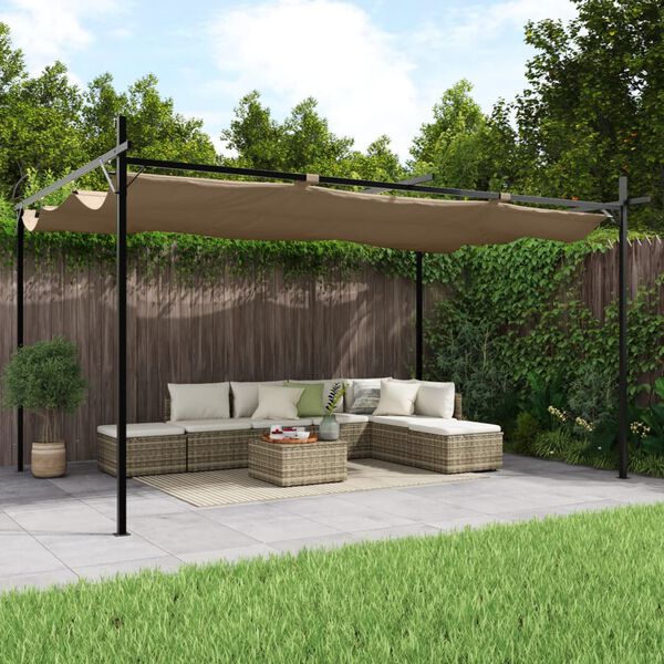 vidaXL Pergola so zaťahovacou strechou sivohned&aacute; 395x292x230 cm