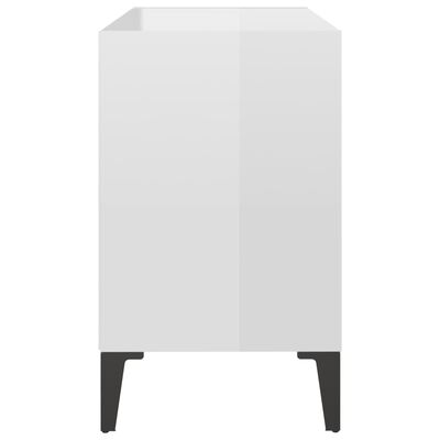vidaXL TV stolík nohy z kovu lesklý biely 69,5x30x50 cm
