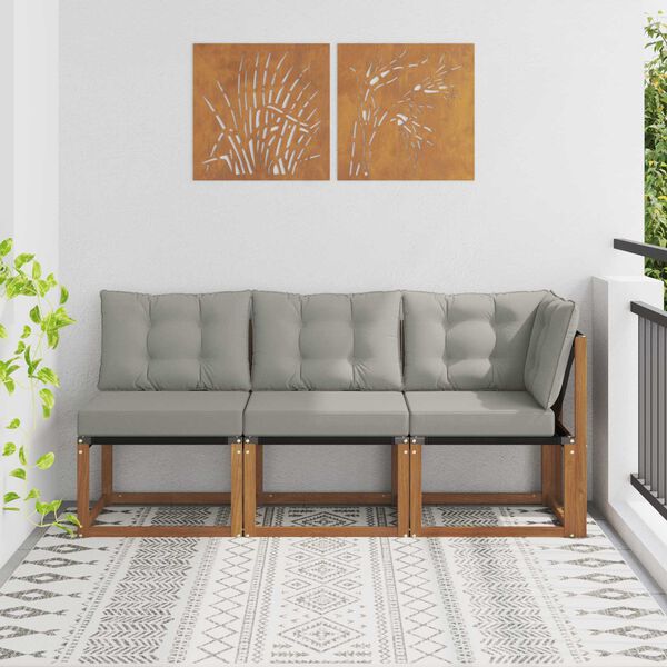 vidaXL Vonkaj&scaron;ia stredn&aacute; a rohov&aacute; pohovka s vank&uacute;&scaron;om 3 Kus Pr&iacute;rodn&aacute;