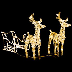 vidaXL Vianočn&aacute; dekor&aacute;cia so sobmi a saňami 160 LED 130 cm akryl