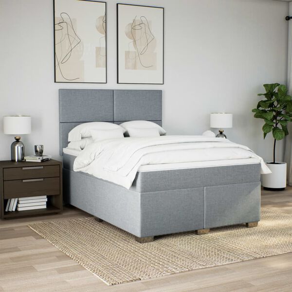 vidaXL Boxspring posteľ s matracom bledosiv&aacute; 140x200 cm l&aacute;tka