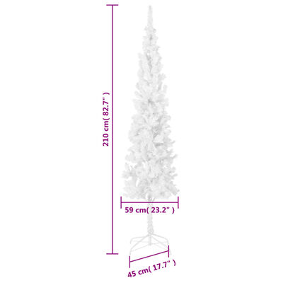 vidaXL Úzky vianočný stromček biely 210 cm