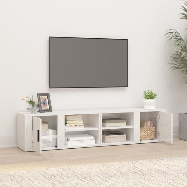 vidaXL TV skrinky 2 ks lesklé biele 80x31,5x36cm spracované drevo