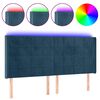 vidaXL Čelo postele s LED tmavomodr&eacute; 183x16x118/128 cm zamat