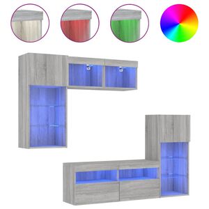 vidaXL 5-dielne TV n&aacute;stenn&eacute; skrinky s LED siv&eacute; sonoma kompozitn&eacute; drevo