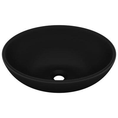 vidaXL Luxusné oválne umývadlo matné čierne 40x33 cm keramické