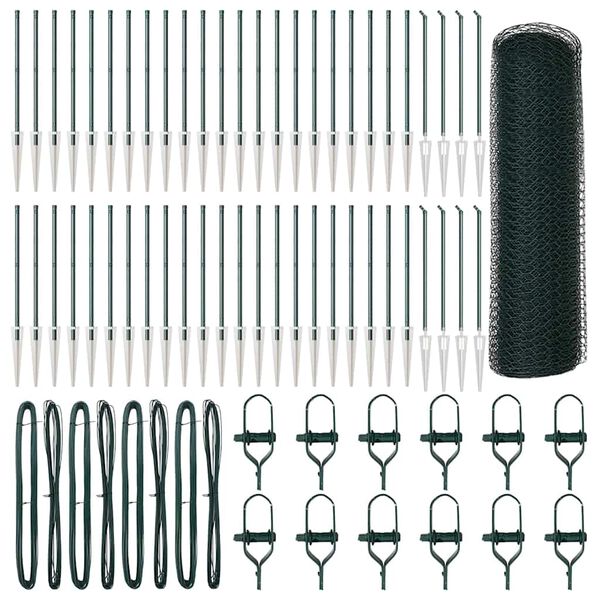 vidaXL Plot s stĺpmi Zelená 0.8 x 100 m Ocel potiahnutá PVC