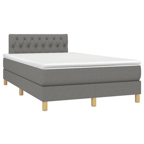 vidaXL Boxspring posteľ s matracom a LED, tmavosiv&aacute; 120x190 cm, l&aacute;tka