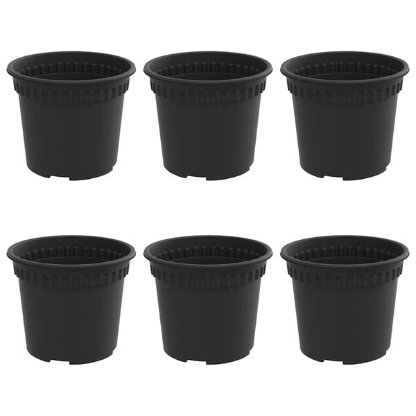 vidaXL Kulat&yacute; kvetin&aacute;č 6 pcs Čierna &Oslash; 12,5 x 10 cm Plast