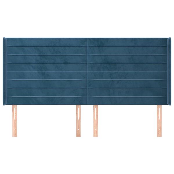 vidaXL Čelo postele so z&aacute;hybmi tmavomodr&aacute; 203x16x118/128 cm zamat