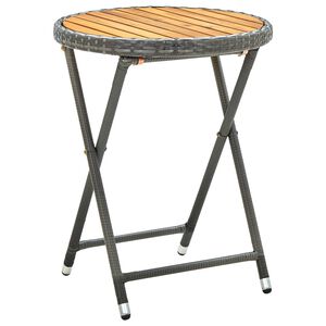 vidaXL Čajov&yacute; stol&iacute;k siv&yacute; 60 cm polyratan ak&aacute;ciov&yacute; mas&iacute;v