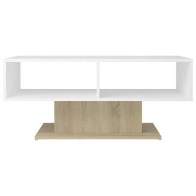 vidaXL Konferenčný stolík biely a dubový 103,5x50x44,5 cm drevotrieska