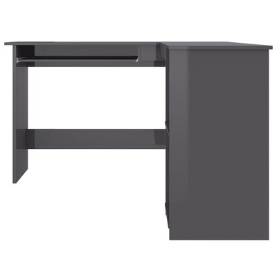 vidaXL Rohový stôl v tvare L, lesklý sivý 120x140x75 cm, drevotrieska