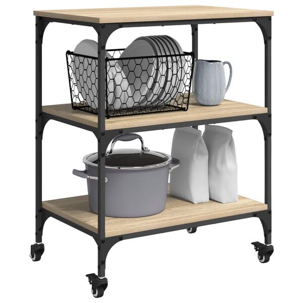 vidaXL Kuchynsk&yacute; voz&iacute;k Sonoma dub 60 x 41 x 76 cm Kompozitn&eacute; drevo