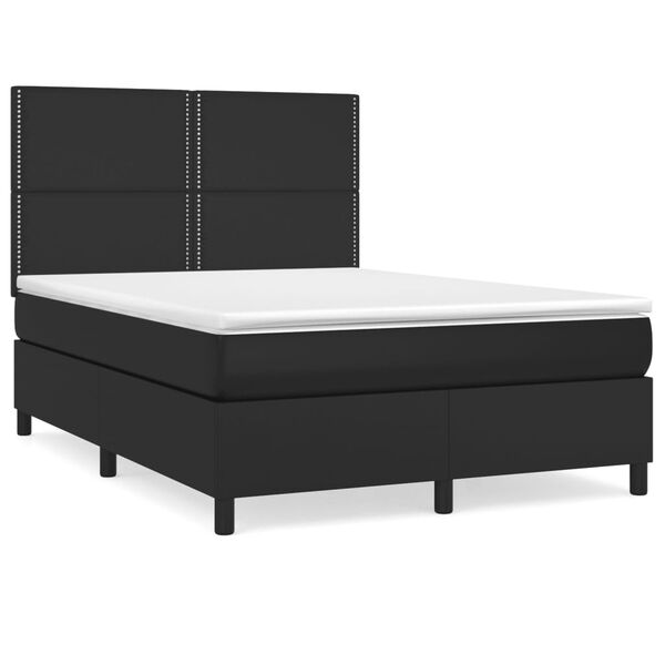 vidaXL Boxspring posteľ s matracom čierny 140x190 cm umel&aacute; koža