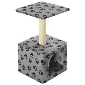 vidaXL &Scaron;krabadlo pre mačky, sisalov&yacute; stĺpik 55 cm, siv&eacute; s labkami