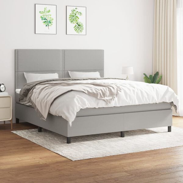 vidaXL Boxspring posteľ s matracom bledosiv&aacute; 180x200 cm l&aacute;tka