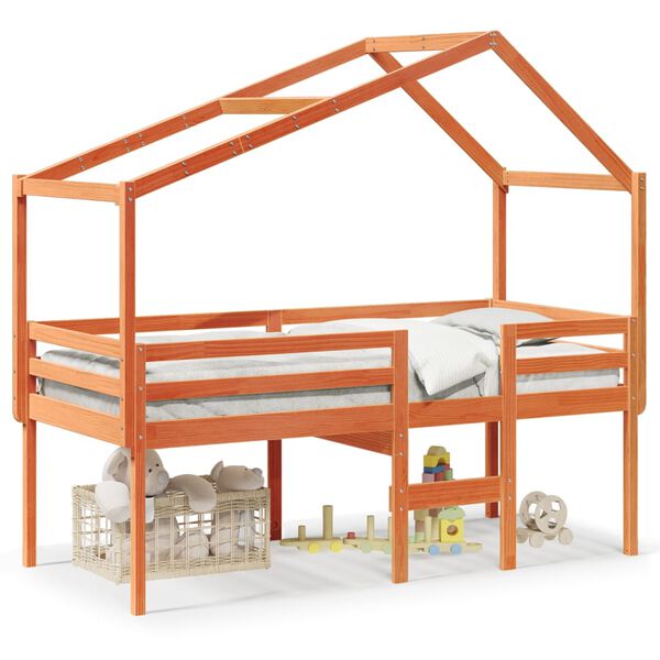 vidaXL Vysoká posteľ so strechou voskovo hnedá 80x200cm borovic. masív