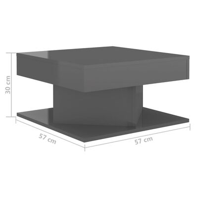 vidaXL Konferenčný stolík vysoký lesk sivý 57x57x30 cm drevotrieska