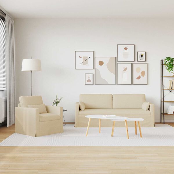 vidaXL Sada pohoviek 2 pcs Kr&eacute;mov&aacute; 198 x 78 x 80 cm l&aacute;tka